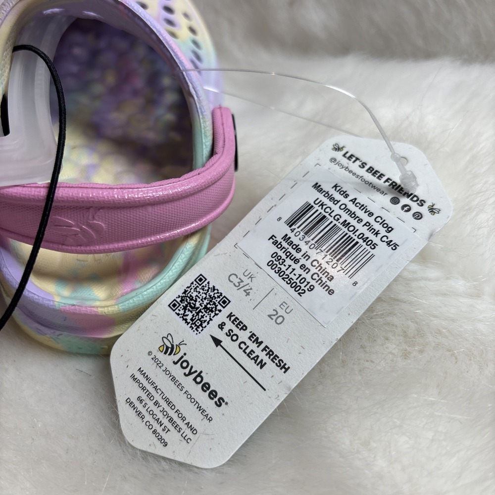 Joybees Toddler Dylan Slip On Active Clogs Pink Cloud Tie Dye SIZE 4/5 NWT - Picture 4 of 5